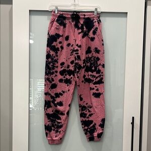 PINK Tie-Dye Joggers Bubblegum Pink & Black, Size Small
